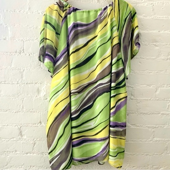 Laura Ashley Colorful Flowy Top Blouse Size 3X Womens Yellow Green Purple - Picture 6 of 12